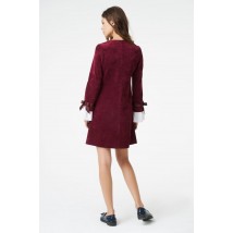 Женское платье дизайнерское вельветовое бордовое до колена Modna KAZKA MKRM1120