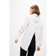 Женская рубашка из хлопка с вышивкой белая Modna KAZKA MKRMD2248
