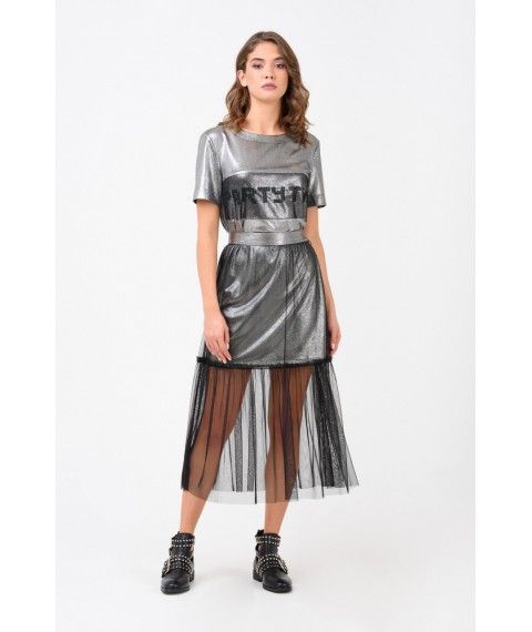 Женское коктейльное платье серебряное дизайнерское  Modna KAZKA MKRM1904-2