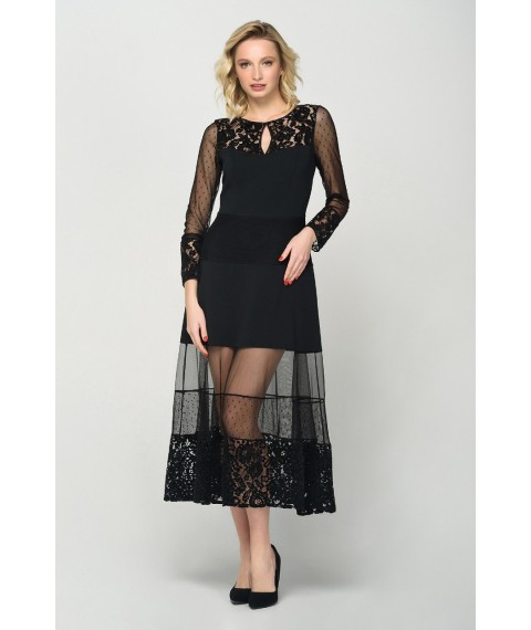 Платье женское коктейльное с сеткой черное Modna KAZKA MKRM1906 50
