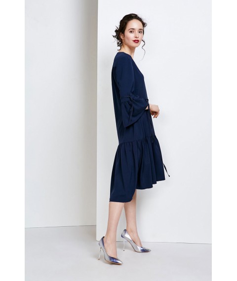 Платье женское темно-синее дизайнерское демисезонное Розе Modna KAZKA MKSH2139