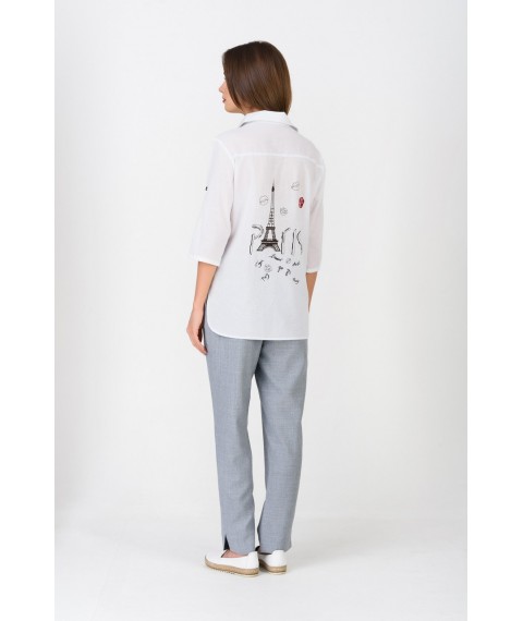Коттоновая женская рубашка белая с вышивкой Modna KAZKA MKRM1252-1
