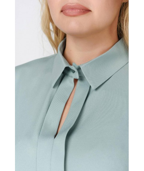 Котоновая блуза женская мятная с вышивкой Modna KAZKA MKRMD2021