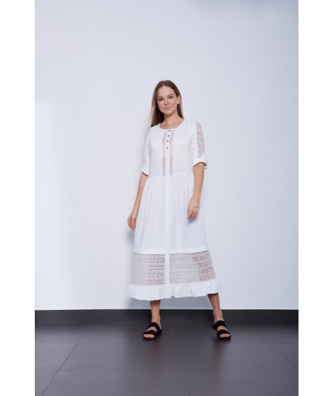 Платье женское летнее молочное Modna KAZKA дизайнерская Мелания MKPR1191 56