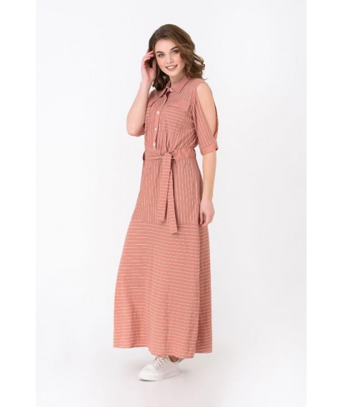 Женское летнее платье розовое в пол в полоску Modna KAZKA MKRM1955-1