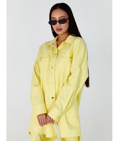 Куртка-рубашка женская джинсовая желтая MKSH2638-3