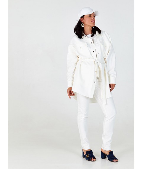 Куртка-рубашка женская джинсовая белая MKSH2638-1 48