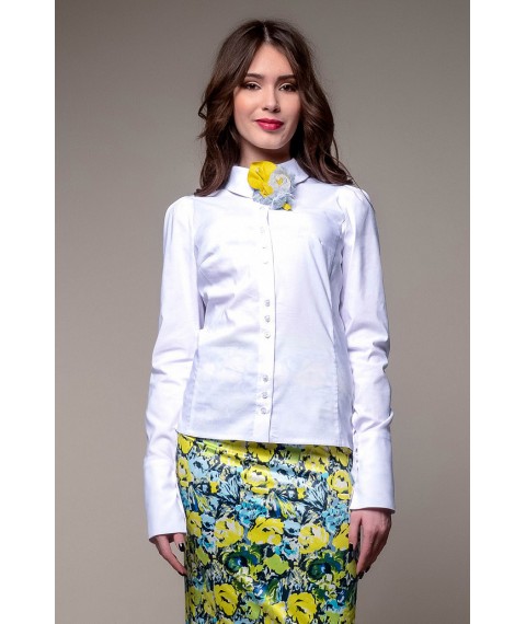 Рубашка женская офисная белая базовая коттоновая Modna KAZKA Мелиана MKSH1838-3 54
