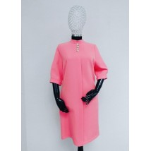 Платье женское дизайнерское кораловое с украшением Грета за колено Modna KAZKA MKSH1994