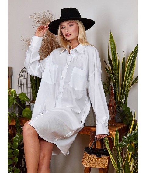 Рубашка женская оверсайз удлиненная белая Modna KAZKA Скай MKSH24641