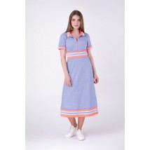 Платье летнее с довязами голубое трикотажное миди Modna KAZKA MKRM1981 40
