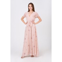 Длинное женское платье нарядное розовое Modna KAZKA MKRM1920