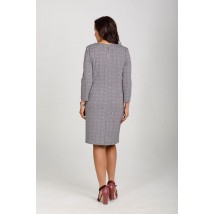 Платье женское трикотажное чёрно - белое шерстяное до колена MKТL60618-1
