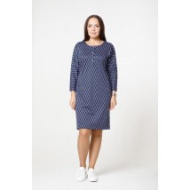Платье женское трикотажное сине -белое шерстяное до колена MKТL60698 48