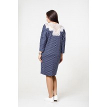 Платье женское трикотажное сине -белое шерстяное до колена MKТL60698