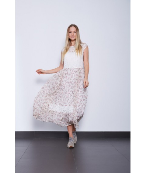 Платье летнее женское миди стильное белое дизайнерское Modna KAZKA Шампань MKPR8741