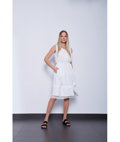 Женское платье летнее белое дизайнерское Modna KAZKA Снежана MKPR1395 42