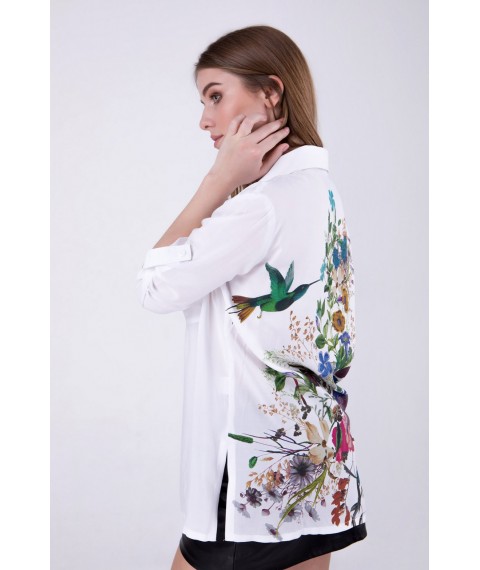Рубашка женская белая с принтом на спине Modna KAZKA MKRM1268-1