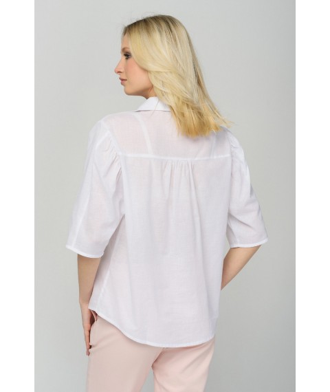 Рубашка женская летняя белая с аппликацией Modna KAZKA MKRM1347
