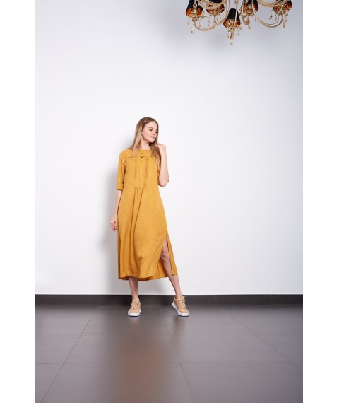 Женское летнее платье горчичное дизайнерское стильное Modna KAZKA Тейлор MKPR2529
