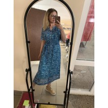 Женское летнее платье голубое в цветочек дизайнерское шелковое Modna KAZKA Дженифер MKPR22569 46
