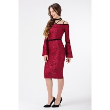 Платье женское бордовое нарядное облегающее Modna KAZKA MKRM1779