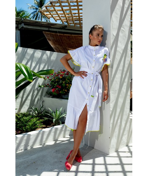 Платье женское белое коттоновое дизайнерское Modna KAZKA MKSH2454-1