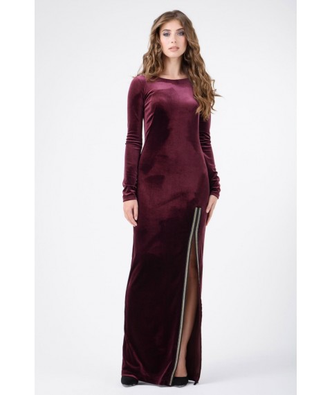 Платье женское вечернее бордовое велюровое Modna KAZKA MKRM1743