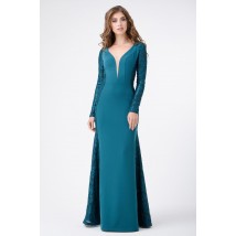 Женское вечернее платье с глубоким декольте зелёное Modna KAZKA MKRM1744 42