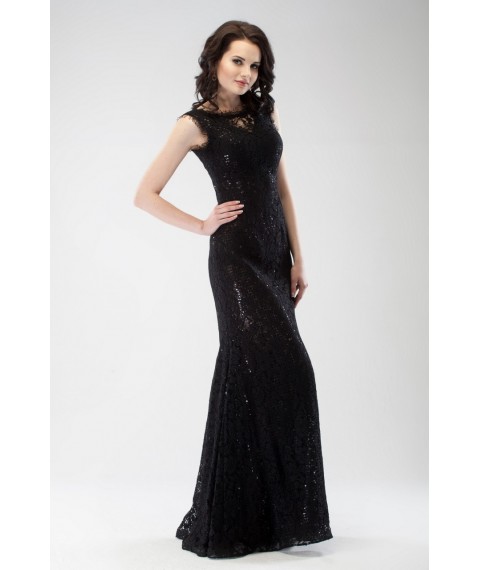 Платье женское вечернее чёрное с открытой спиной Modna KAZKA MKRM445 44