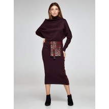 Женское платье ангоровое с поясной сумочкой бордовое зимнее "Феррано" Modna KAZKA MKSH2355-1 42