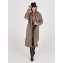 Женское пальто дизайнерское бежевое длинное шерстяное Калейдоскоп Modna KAZKA MKSH2729-2 42