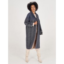 Женское пальто дизайнерское синее длинное шерстяное Калейдоскоп Modna KAZKA MKSH2729-1 44