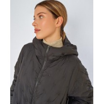 Женское пальто-пуховик длинное стеганное oversize графит Maison Margiela Modna KAZKA MKLT2838-1213