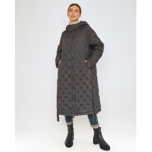 Женское пальто-пуховик длинное стеганное oversize графит Maison Margiela Modna KAZKA MKLT2838-1213