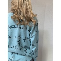 Женский свитшот бирюзовый кашемировый с принтом Modna KAZKA MKEC3135-2