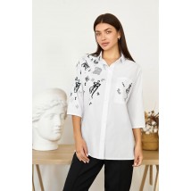 Женская рубашка белая с принтом Modna KAZKA MKRM2351 44