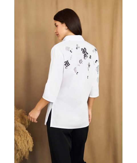 Женская рубашка белая с принтом Modna KAZKA MKRM2351