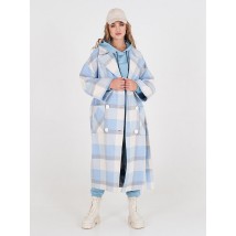 Женское пальто в клетку голубое Спринг Modna KAZKA MKSH2614-1 46