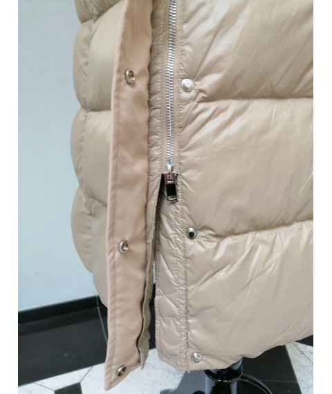 Женская куртка-пуховик средней длины бежевая Modna KAZKA MKLT070821-1