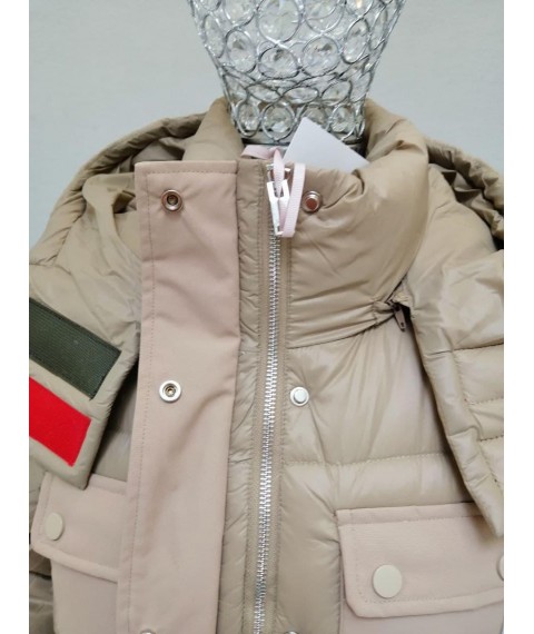 Женская куртка пуховик средней длины бежевый Modna KAZKA MKLT070821-1