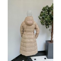 Женская куртка-пуховик средней длины бежевая Modna KAZKA MKLT070821-1