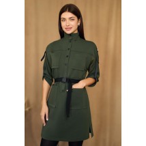 Платье-рубашка женское с накладными карманами хаки Modna KAZKA MKRMD2346 44