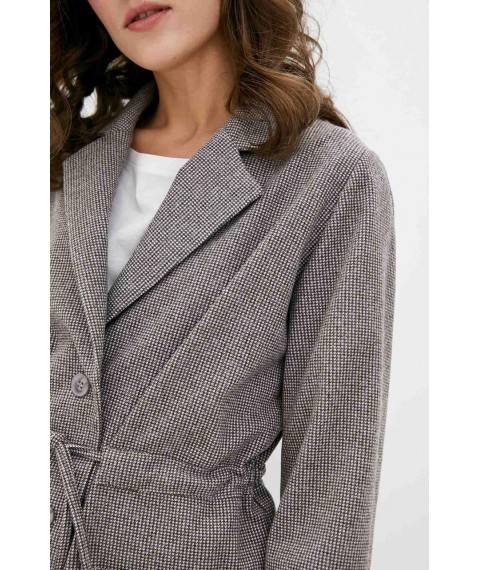 Женский брючный костюм с пиджаком с кулиской стильный серый Modna KAZKA MKRM2368-1
