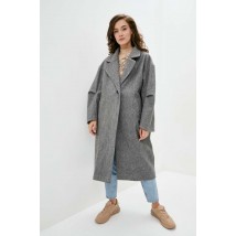 Пальто женское свободного фасона длинное серое однобортное дизайнерское Modna KAZKA MKRM2362-1 44