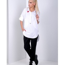 Рубашка женская удлиненная белая Modna KAZKA MKSH2157-2