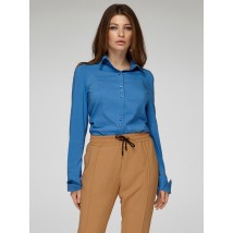 Рубашка женская офисная синяя джинс Modna KAZKA Мелиана MKSH1838-4