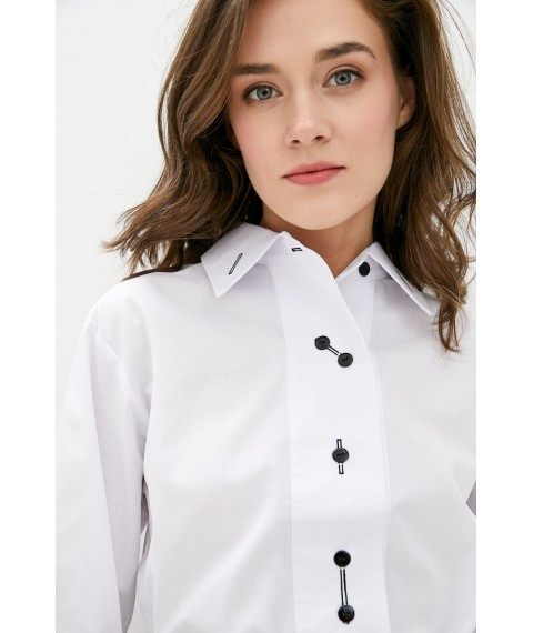 Рубашка женская свободная белая из коттона Modna KAZKA MKRM1364
