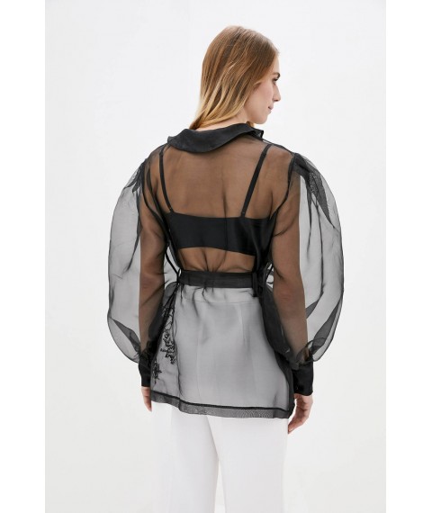 Блузка-пиджак женская праздничная из органзы черная Modna KAZKA MKRM2367