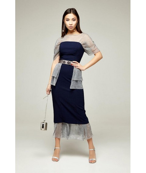 Платье комплект женское нарядное облегающее синее Modna KAZKA Роуз MKSH2265-2